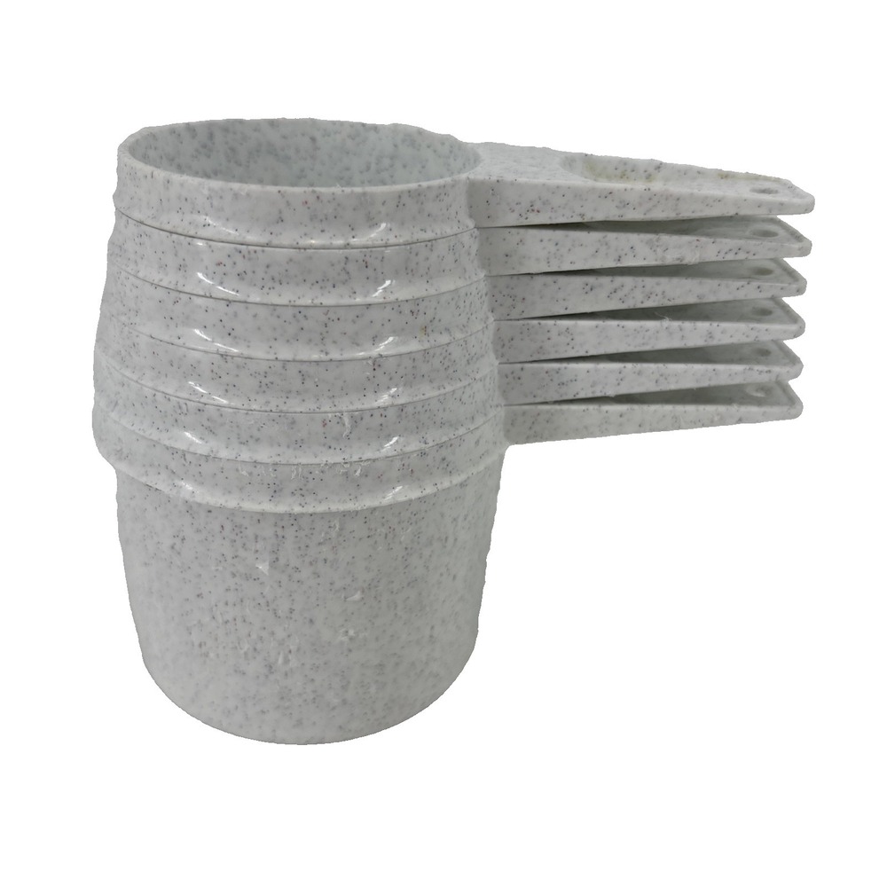 Set of 6 Vintage Tupperware‎ Nesting Measuring Cups White/Gray Speckled